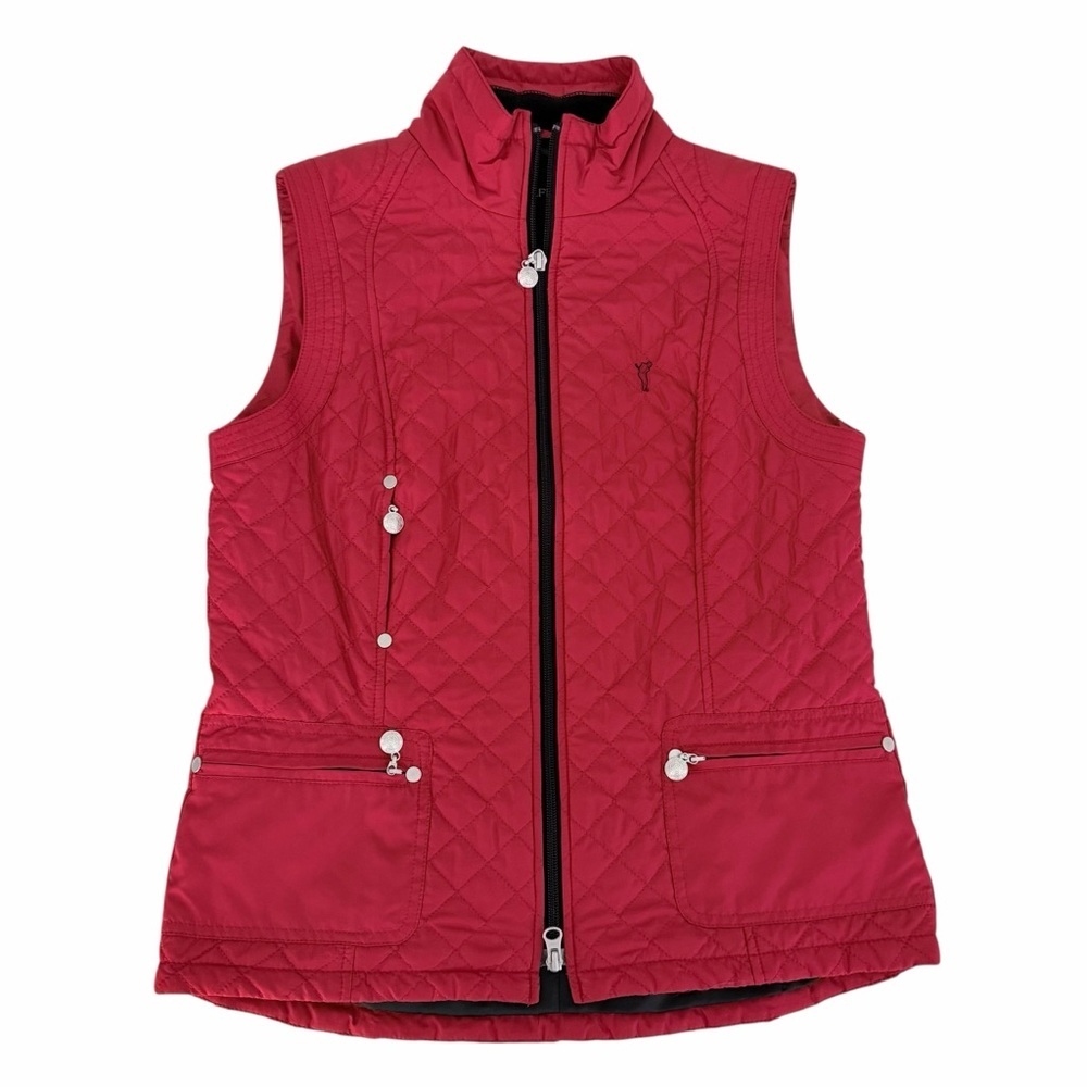 GOLFINO red quilted golf vest zip front us 12